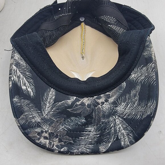 Hurley Palm Tree Print Snapback Trucker Hat Black White Adjustable Cap Casual - Picture 8 of 8